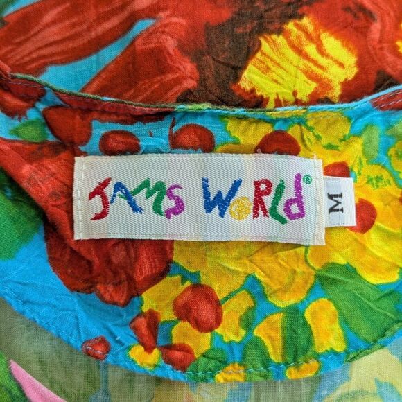 Jams World Blue Garden Y2k Beach Coastal Tropical Island Vibe Bohemian Dress MD - Picture 2 of 9